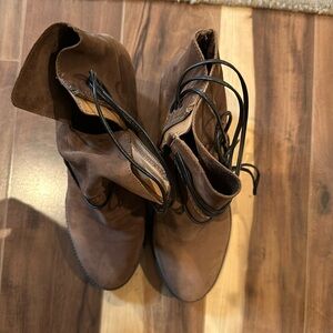 Franco sarto brown leather booties with tie